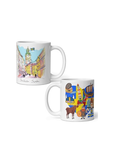 İsveç Kupa Bardak 2 Adet Seyahat Hatıra Sweden Mug