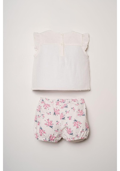 U.S. Polo Assn. U.s. Polo Assn Kız Bebek 2 Li Şort T-şhirt Takım Beyaz-pembe-2279 Beyaz