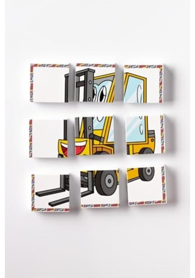 Blok Çift Taraflı 9 Parçalı Mıknatıslı Kepçe - Forklift Puzzle - 2 Görsel Yapboz Diğer