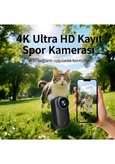 M11 Mini 4k Ultra Hd Wifi Aksiyon Kamerası Geniş Açılı 1.5'' Ekranlı Manyetik Spor Kamerası Siyah
