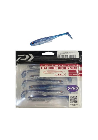 Daiwa Flat Junkie Duckfin Shad 3.5inch 9cm 5.2gr Silikon Yem 7 Adet Gold Lame Raw Sardine