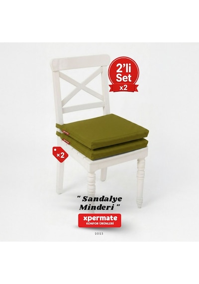 Xpermate 2'li Sandalye Minderi Su İtici Kumaş 40 x 40 CM Yeşil
