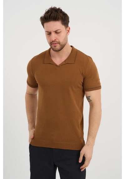 Alexander Gardi Alexandergardı Resort Yaka Triko T-shirt Taba