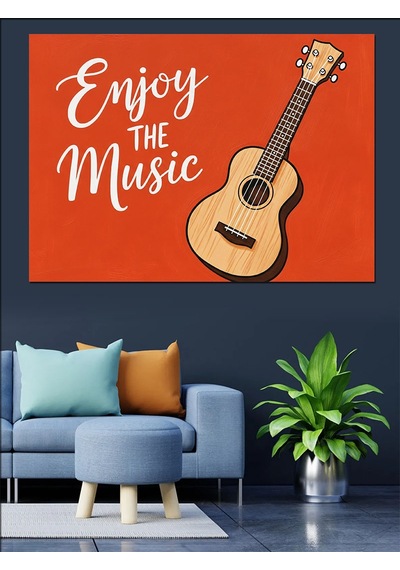 "enjoy The Music" Gitar Dekoratif Kanvas - Mdf Ahşap Tablo