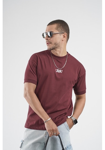 Kolu Ribanalı Regular Kalıp Erkek Düz Basic Tişört Bordo