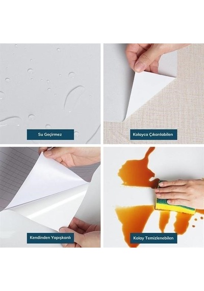 Ollevra Mermer Desenli Masa Tezgah Mutfak Su Geçirmez Yapışkanlı Folyo Sticker Siyah 60cm 5mt