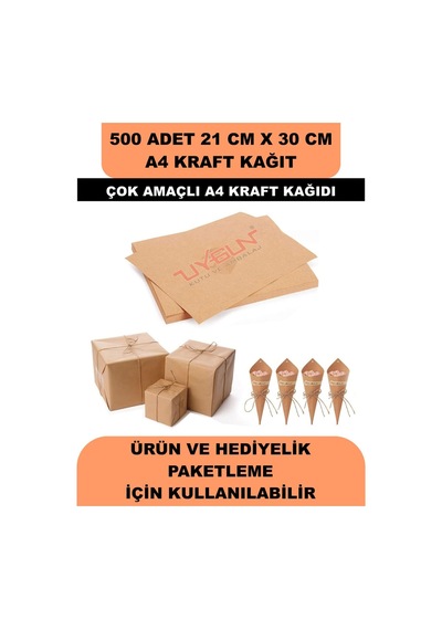 500 Adet A4 Kraft Kağıt 21x30 100 Gr. Yazıcı Uyumlu, Vintage Resim Kağıdı, Çocuk Etkinlik Kağıdı