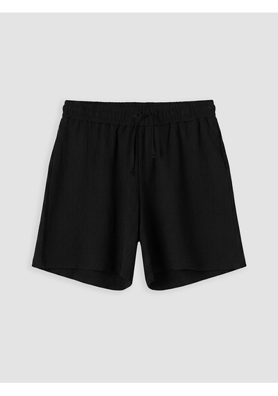 Lcw Comfort Siyah Beli Lastikli Dokulu Kadın Şort