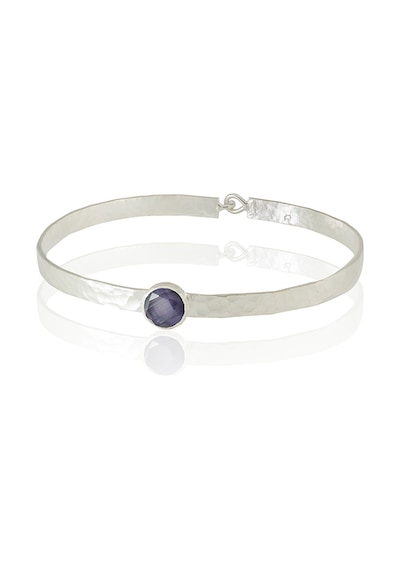 Kadir Jewellery 925 Ayar Gümüş Kaplama El İşçiliği Zirkon Taşlı Kadın Kelepçe Bilezik Mor
