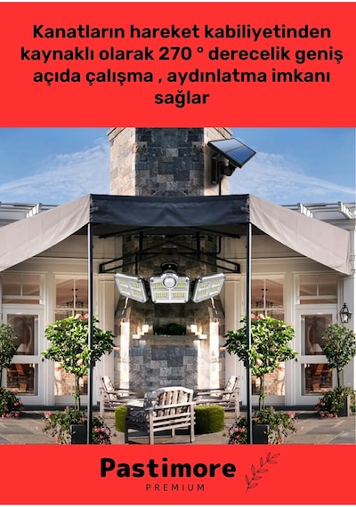 Premium Kumandalı Solar Güneş Enerjili 122 Ledli Hareket Sensörlü Bahçe Aydınlatma Sokak Lambası