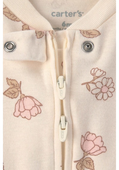 Carter's Kız Bebek Layette 2'li Fermuarlı Patikli Tulum Set Pudra
