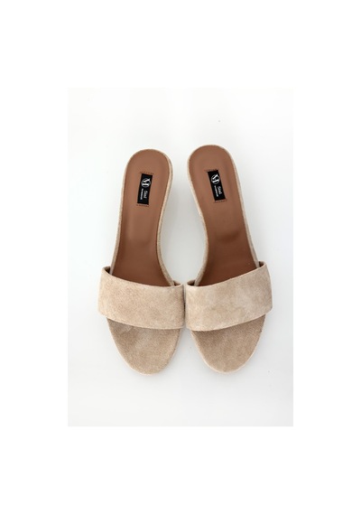 Bej Mini Topuklu Terlik 24471 Bej