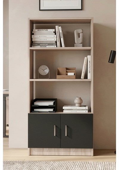Yurudesign Vario D Ofis Kitaplık Meşe-Siyah