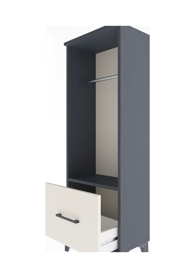 Arges Dolap Tek Raflı Tek Çekmeceli Tek Askılı 44x30x134 Antrasit-aytaşı Antrasit