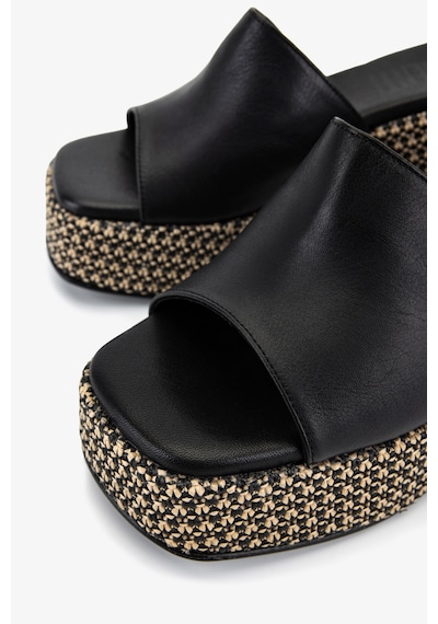 Valmenti Kadın Hakiki Deri Siyah Deri Topuklu Terlik 1141 905 Bn Trlk Y26 Black Leather