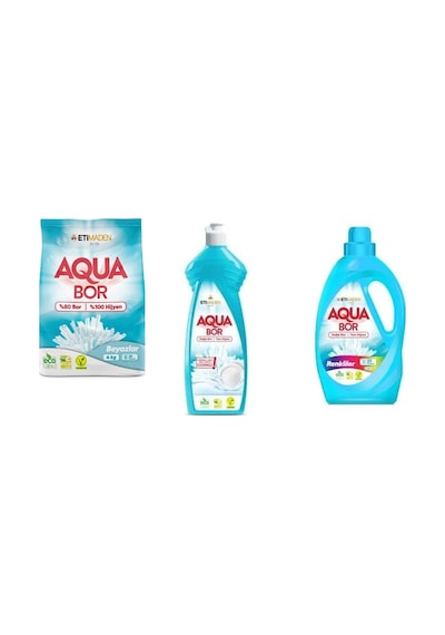 Aquabor Doğal Mineralli 4 Kg Beyaz + Elde Bulaşık + Sıvı Renkliler 3 Lü Set 21516161