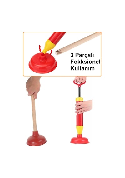 Klozet Sifon Banyo Evye Vakum Pompası Kaucuk Başlık Güçlü Vakum Pompa Küvet Tıkanık Açma Pompa 3lü