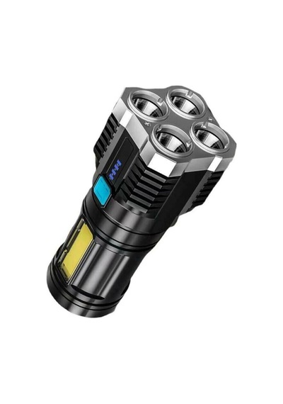 Ultra Parlak El Feneri Usb Şarj 4 Led+yan Cob Led Taktik Günlük Hayat Kamp Avcılık El Feneri Çok Renkli