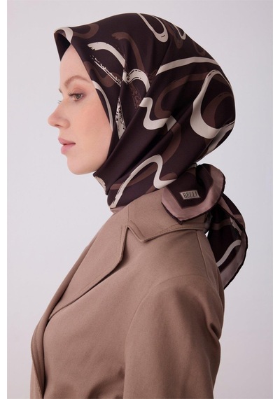 Belli İpek Eşarp - 4309-38 Kahverengi Twill