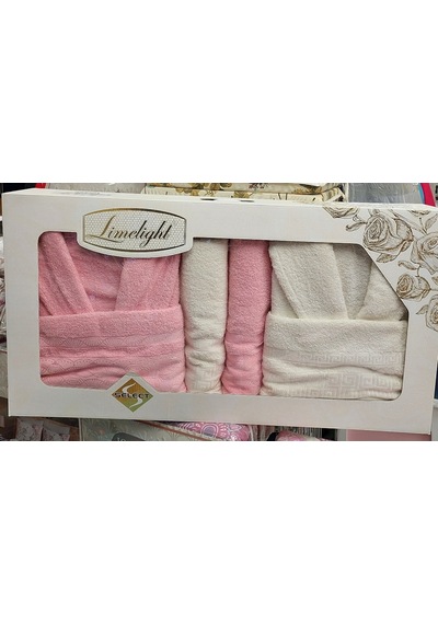 Limelight Select Ekonomik Aile Bornoz Seti 6 Parça -krem Pembe Krem - Pembe