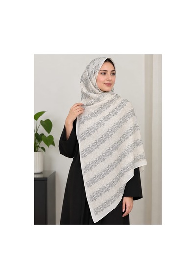 Ardün Hijab Desenli Bambu Kraş Şal Tok Duran Kadın Şal Ekru - 938078175 Ekru