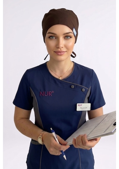 Unisex Düz Koyu Kahverengi Cerrahi Bone Doktor Hemşire Ameliyat Saç Bonesi