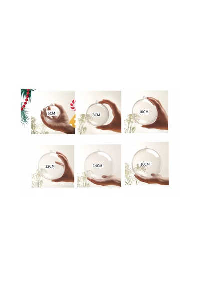 Şeffaf Mika Küre - 3 Adet Asılabilir Plastik Top - 6 cm