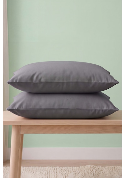 Antrasit %100 Pamuklu 2'li Yastık Kılıfı 50x70 Cm
