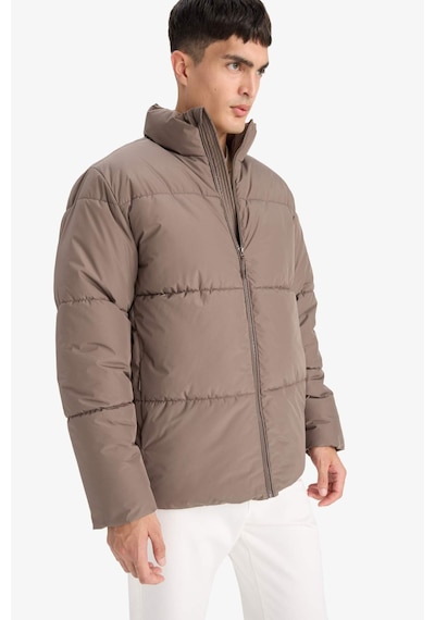 Defacto Su İtici Regular Fit Dik Yaka Peluş Astarlı Triko Manşetli Fermuarlı İç Cepli Mont E9250ax25wnbn571 Kahve-bn571