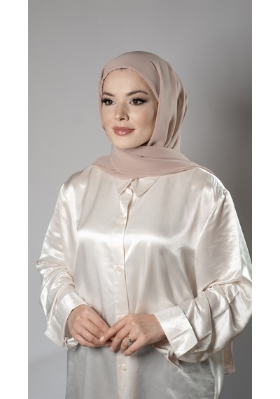 Hürrem Bone Bej Pratik Hazır Geçmeli Şal Şifon Boru Boneli 3001_12
