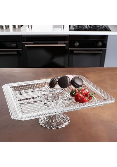 Tr Candy Madlen Serisi 4 Bölmeli Cam Ayaklı Sunum Tabağı 35 6 X 30 6 X 12 3 Diğer