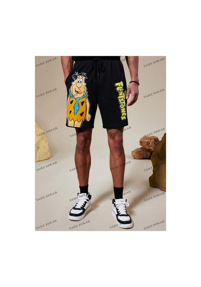 Tarzsokak Y2k Unisex Yaz Şort Bermuda Harajuka Anime Retro Kod-11456 Siyah