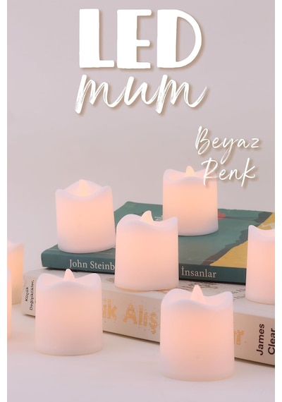 8 Adet Mini Led Mum Seti Pilli Dumansız Alevli Ledli Dekoratif Yapay Mum Dekor Işığı 8 Adet M Diğer
