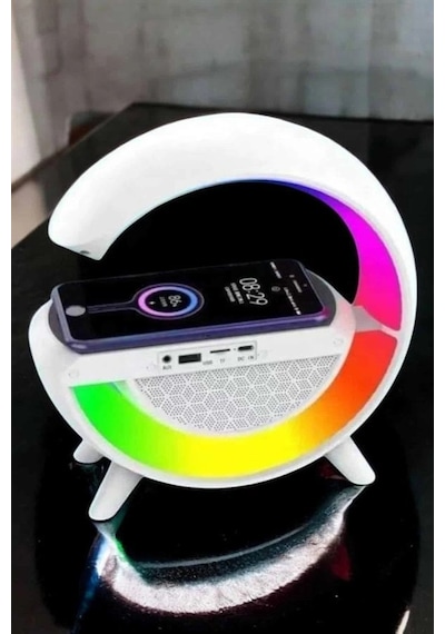 Hubrendy Tekno Bluetooth Hoparlör Dijital Göstergeli Wireless Şarj Rgb Işıklı