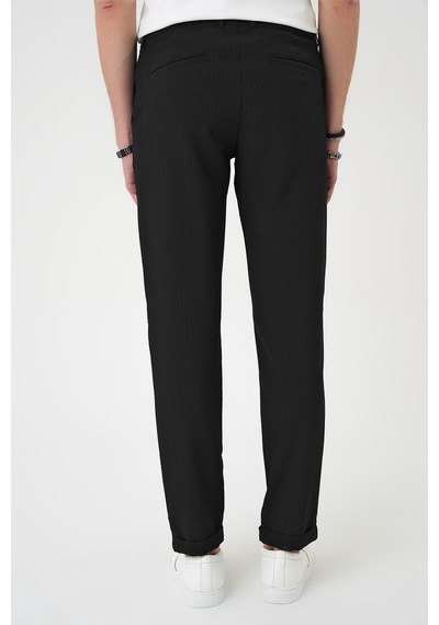 Efor Comfort Fit Gofre Dokulu Beli Lastikli Siyah Jogger Pantolon P 1177 Siyah
