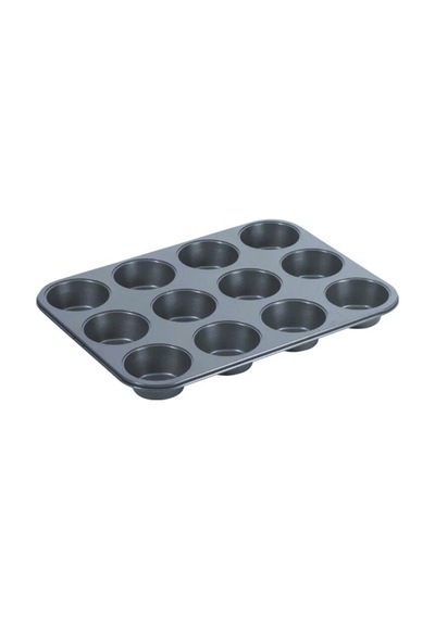 12 Bölmeli Muffin Kek Bakeware Metal Fırın Kek Kalıbı Profesyonel Güzel Tatlı Kalıbı Cupcake Tart Siyah