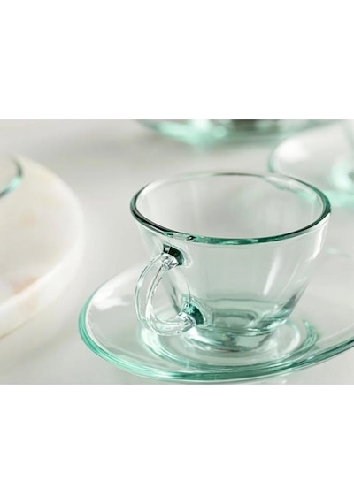 98396 Cam 4lü Aware 230cc Asimetrik Penguen Çay Nescafe Fincan Takımı
