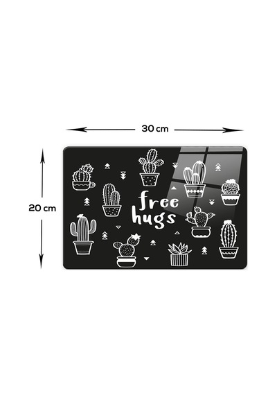 Decorita Cam Kesme Tahtası|Free Hugs-Siyah Fon|20cm x 30cm