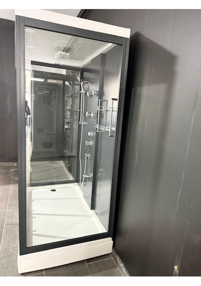 90x150 Üç Cephe Kompakt Sistem Duşakabin Antrasit Yerli Üretim Kişiye Özel Tasarım