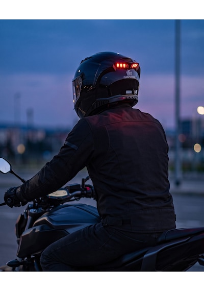 Caspiano Homer Full-face Led Işıklı Glossy Black Motosiklet Kaskı Ece-r 22.06 Sertifikalı Siyah