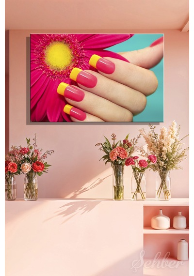 Kanvas Tablo Yatay Tekli Kuaför Güzellik Salonu Makyaj Nail Art Mani Kür 1062