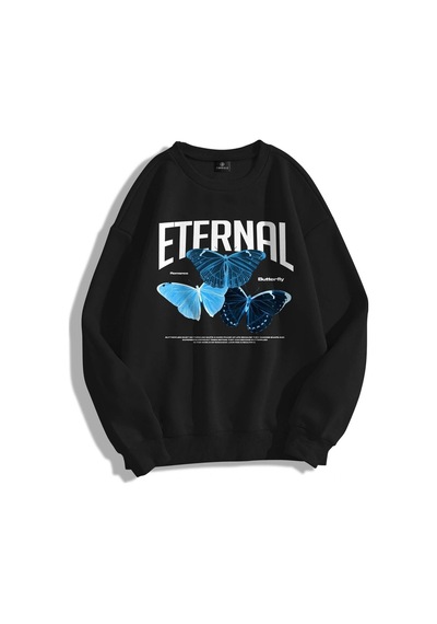 Startmore Unisex Eternal Bisiklet Yaka Sweatshirt Siyah Siyah