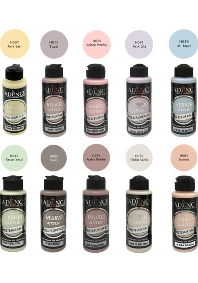 Akrilik Boya Seti 120 Ml 10 Lu Pastel Renkler Karışık Karışık