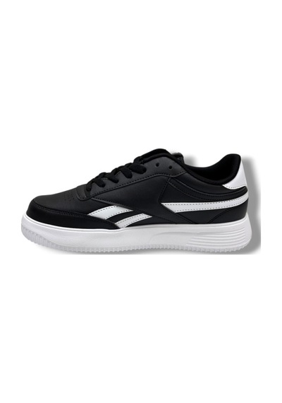 Best Of 2014-26 Cilt Deri Anatomik Bağcıklı Erkek Sneaker Siyah Beyaz Siyah