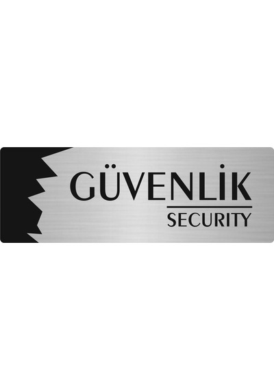 Metal Departman Kapı İsimliği, Yönlendirme Levhası Güvenlik Security 5x20 Cm Gümüş Renk