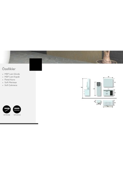 Evros Ipek 80 Cm Banyo Dolabı Boy Dolabı Dahil Beyaz