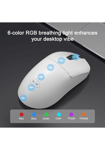 Magegee Scout 12.000dpı Triple Mode Kablolu/bluetooth/2.4g Beyaz Gaming Mouse