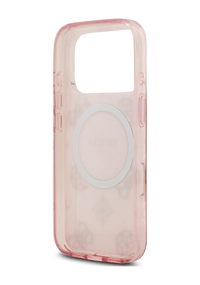 Apple Uyumlu iPhone 17 Pro Kılıf Guess Lisanslı M-safeli Iml Peony Ve 4g Desenli Klasik Logolu Kapak Pembe Pembe