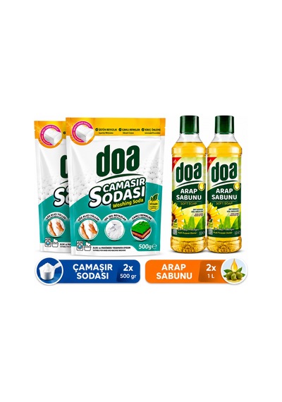 Arap Sabunu 1000 Ml X 2 Adet + Çamaşır Sodası 500 Ml X 2 Adet - 881049859