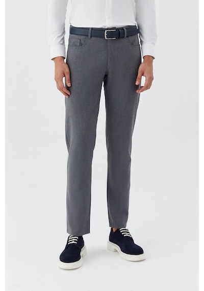 Sabri Özel Erkek Koyu Gri Dar Kesim Slim Fit Dokuma Yan Cep Jogger Pantolon